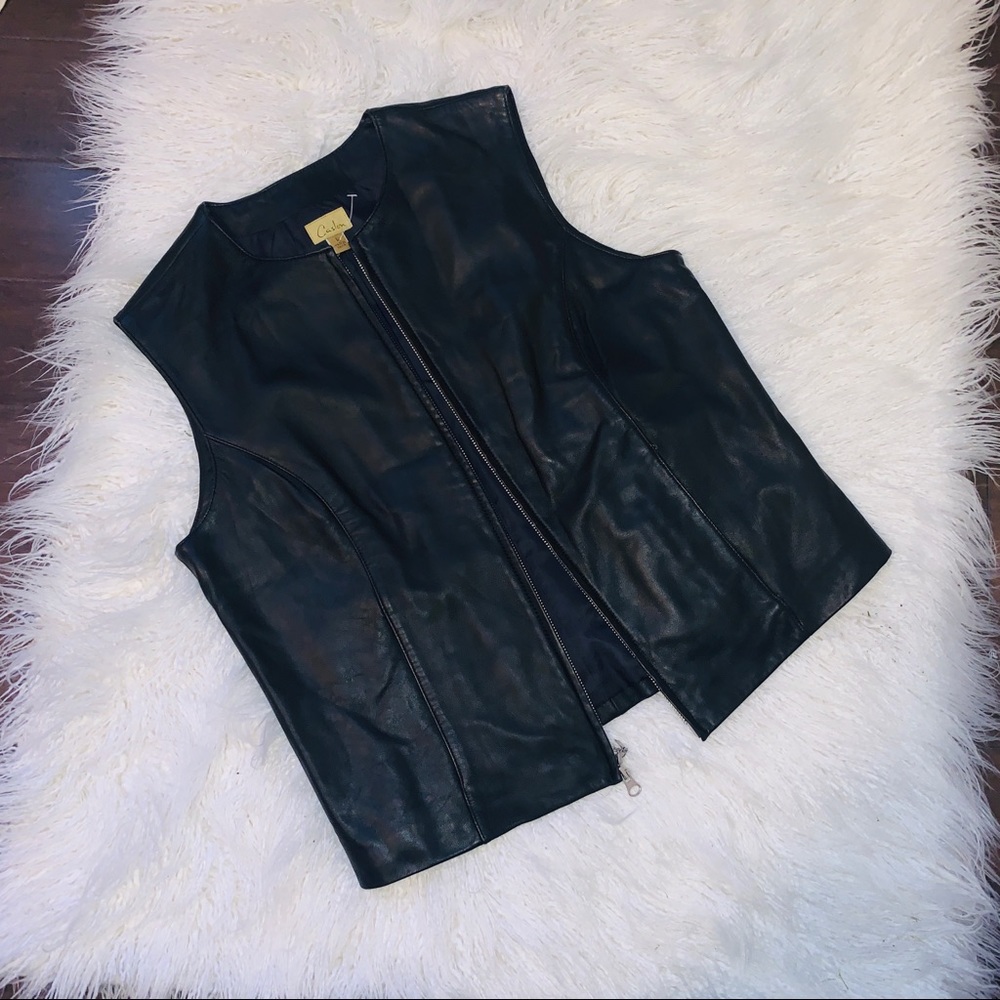 Caslon leather vest